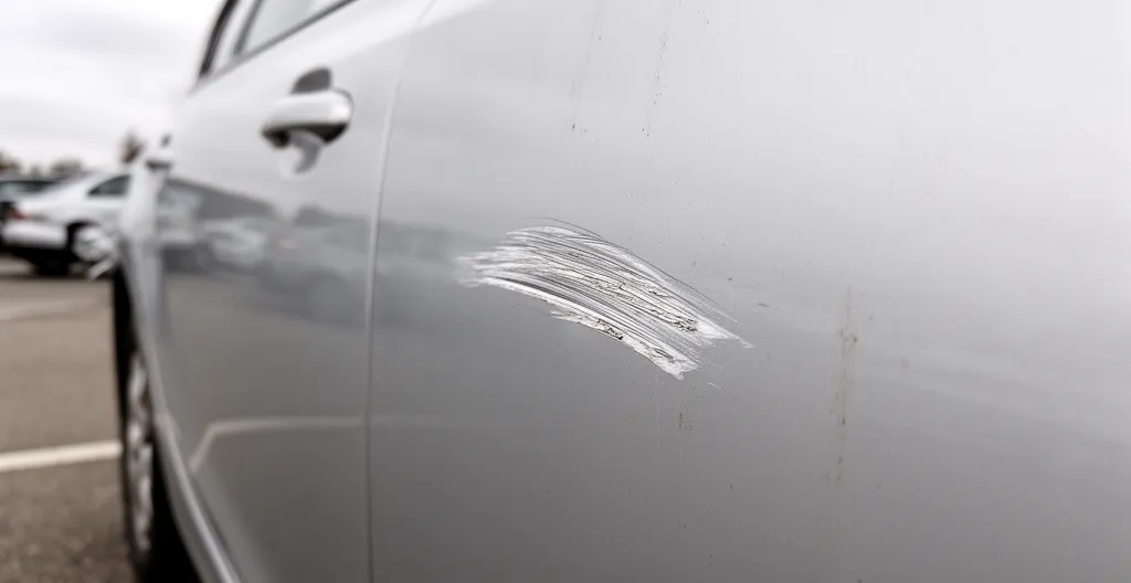 Rayure visible sur la portière d'un véhicule de location gestion sinistres